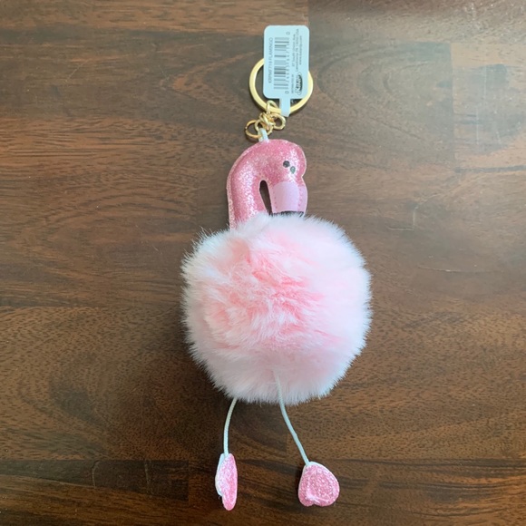 Unbranded Accessories - Pink Flamingo Glitter Poof Keychain